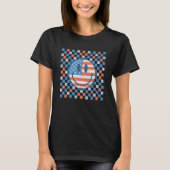 Retro Checkered Pattern Smile Face American Flag M Tシャツ (正面)