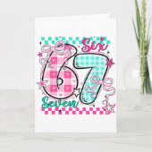 Retro Checkered Valentine Six Seven Meme 67 Viral カード (正面)