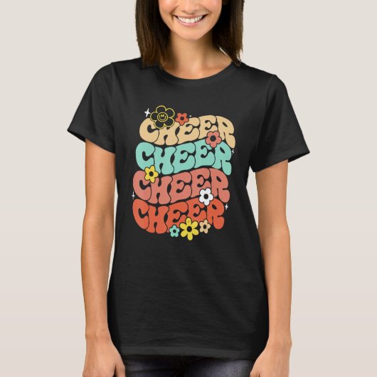 Retro Cheer Cheerleader Women Teen Girls Tシャツ (正面)