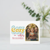 Retro Cheer Cozy Vibes Retro Christmas Photo シーズンポストカード (スタンド正面)