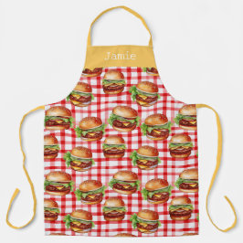 Retro Cheeseburger Personalized Name エプロン