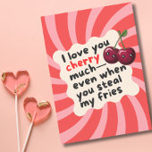 Retro Cherries & Photo Boyfriend Funny Valentine's シーズンカード