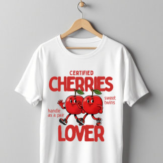 Retro Cherry Cartoon Character Kawaii Fruit Art Tシャツ