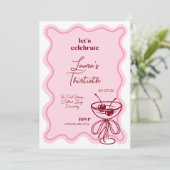 Retro Cherry Cocktail 30th Birthday Invite Bows 招待状 (スタンド正面)