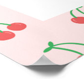 Retro Cherry Fruit Pattern Aesthetic Nursery Art ポスター (角)