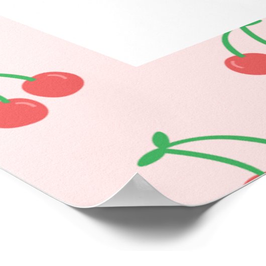 Retro Cherry Fruit Pattern Aesthetic Nursery Art ポスター (角)