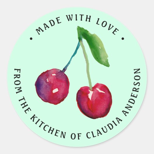 Retro Cherry Packaging Christmas Kitchen Gift ラウンドシール (正面)