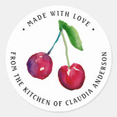 Retro Cherry Packaging Jar Decoration Kitchen Gift ラウンドシール (正面)