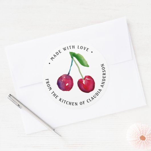 Retro Cherry Packaging Jar Decoration Kitchen Gift ラウンドシール (封筒)