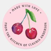 Retro Cherry Packaging Pink Christmas Kitchen Gift ラウンドシール (正面)