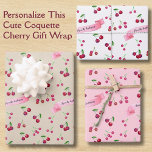 Retro Cherry Pattern Cute Coquette Sweet Treats ラッピングペーパーシート<br><div class="desc">Add a touch of vintage charm to every celebration with this Coquette Cherries pattern — watercolor cherries in cheerful pinks and reds on a soft retro backdrop. Perfect for birthday gifts, kitchen packages, bridal showers, baby showers, or small business packaging — anywhere you want a little mid-century sweetness. The design...</div>