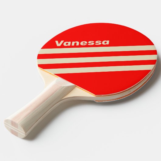 Retro Cherry Three Angled Striping with Name 卓球ラケット (正面アングル)