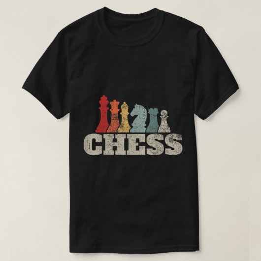 Retro Chess Pieces Design Tシャツ (デザイン正面)