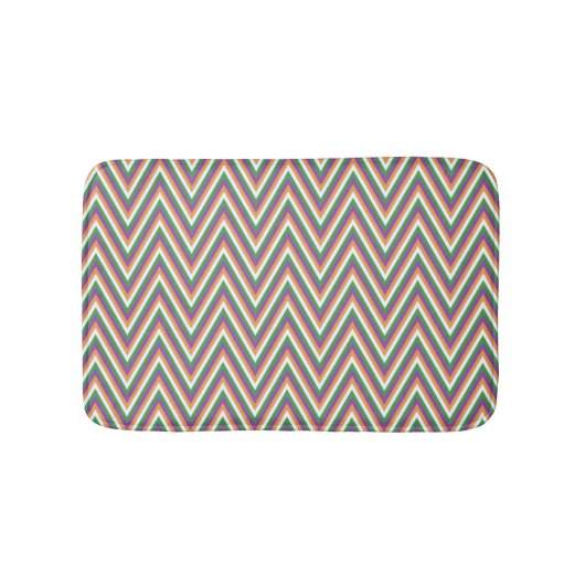 Retro Chevron Pattern Cool  バスマット (正面)