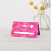 Retro Chic Disco Balls Hot Pink And Orange Wedding プレイスカード (正面)
