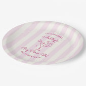 Retro Chic Pink Hand Drawn Cocktail 30th Birthday ペーパープレート (アングル)