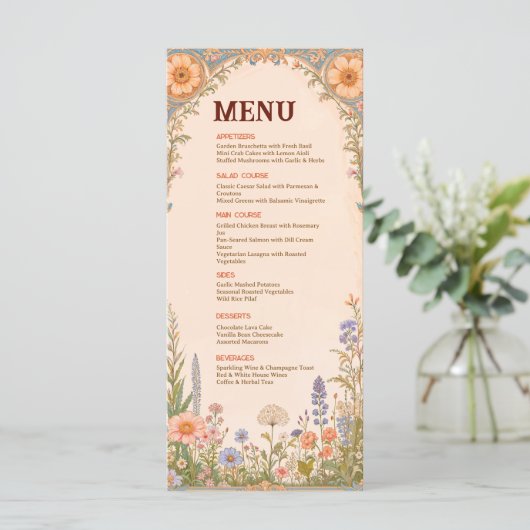 Retro Chic Wedding Menu Card メニュー (スタンド正面)