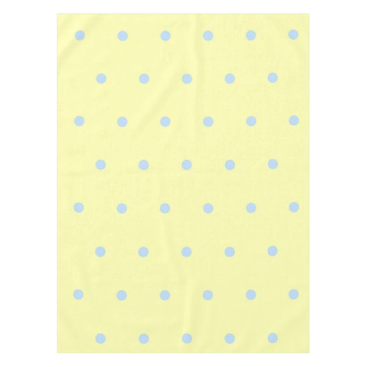 Retro Chic Yellow & Blue Polka Dots Pattern Spring テーブルクロス (正面)