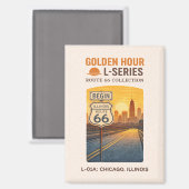 Retro Chicago Illinois Route 66 Start Landmark Art マグネット (正面/裏面)