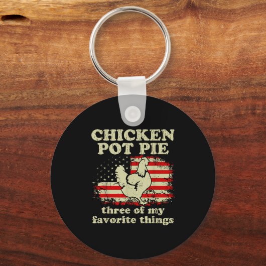 Retro Chicken T E Three Of My Favorite Things Funn キーホルダー (正面)
