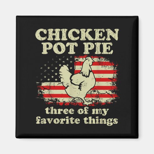 Retro Chicken T E Three Of My Favorite Things Funn マグネット (正面)
