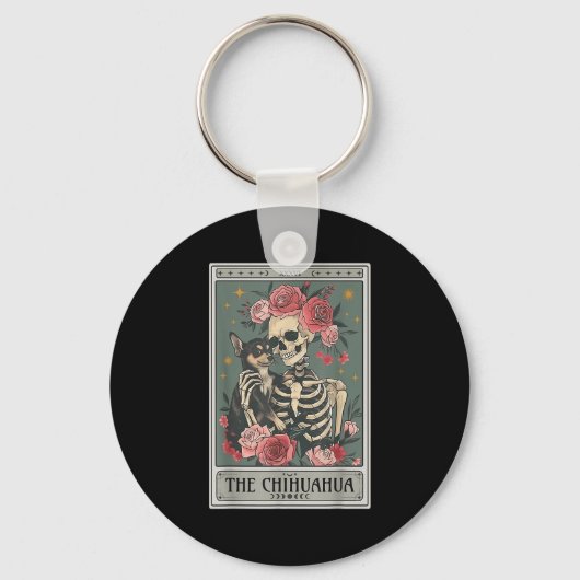 Retro Chihuahua Dog Lover The Moon Halloween , Wom キーホルダー (正面)