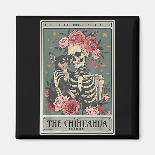 Retro Chihuahua Dog Lover The Moon Halloween , Wom マグネット (正面)