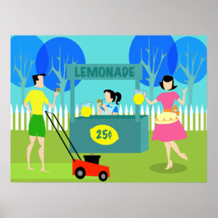 Retro Children's Lemonade Stand Poster ポスター