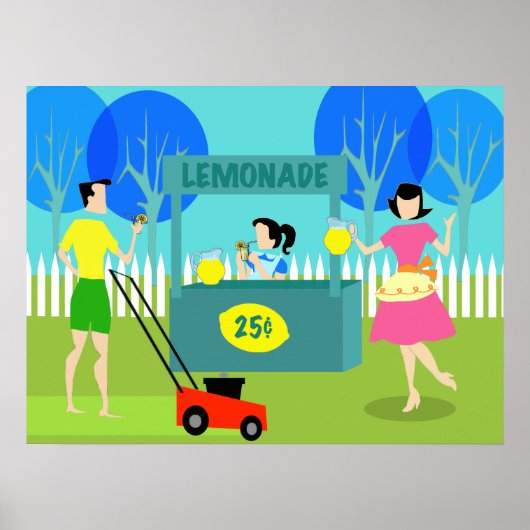 Retro Children's Lemonade Stand Poster ポスター (正面)