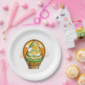 Retro Chill Vibes Ice Cream Sticker - Summer Sunbu ペーパープレート (パーティー)