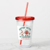 Retro Chillin' With My Snowmies Christmas アクリルタンブラー (裏面)