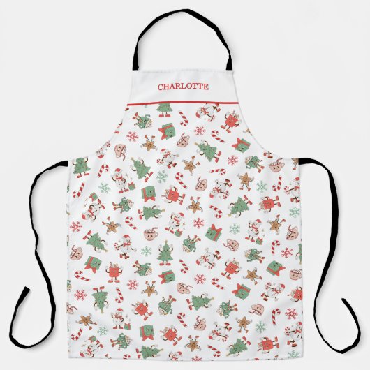 Retro Chillin' With My Snowmies Christmas エプロン (正面)