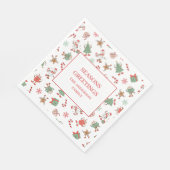 Retro Chillin' With My Snowmies Christmas スタンダードランチョンナプキン (角)