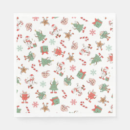 Retro Chillin' With My Snowmies Christmas スタンダードランチョンナプキン