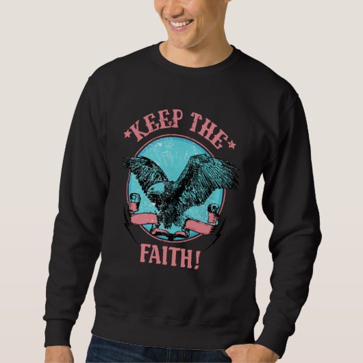 Retro Christian Eagle Keep The Faith Bible Verse R スウェットシャツ (正面)