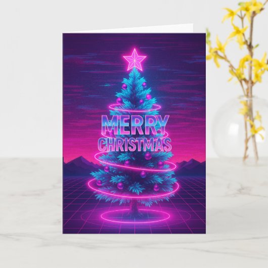 Retro Christmas カード (黄色い花)