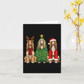 Retro Christmas Afghan Hound Santa Reindeer Dog Lo カード (黄色い花)