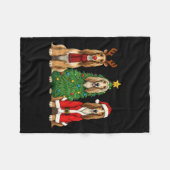 Retro Christmas Afghan Hound Santa Reindeer Dog Lo フリースブランケット (正面(横))