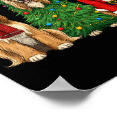 Retro Christmas Afghan Hound Santa Reindeer Dog Lo ポスター (角)