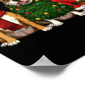 Retro Christmas American Bully Santa Reindeer Dog ポスター (角)