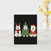 Retro Christmas American Eskimo Dog Santa Reindeer カード (黄色い花)