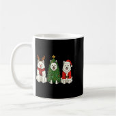 Retro Christmas American Eskimo Dog Santa Reindeer コーヒーマグカップ (左)