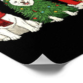 Retro Christmas American Eskimo Dog Santa Reindeer ポスター (角)