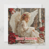 Retro Christmas angel digital winter greeting card シーズンカード (正面)
