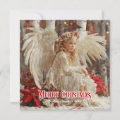 Retro Christmas angel red and gold artistic card シーズンカード (正面)
