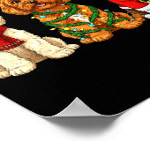 Retro Christmas Ao Santa Reindeer Dog Lover  ポスター (角)