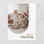 Retro Christmas Arch Frame Family Photo Postcard ポストカード (正面)