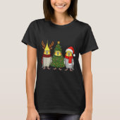 Retro Christmas Atiel Parrot Santa Reindeer  Tシャツ (正面)