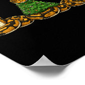 Retro Christmas Ball Python Snake Santa Reindeer ポスター (角)