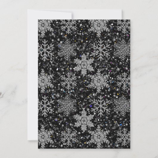 Retro Christmas bear midnight snowy landscape 招待状 (裏面)